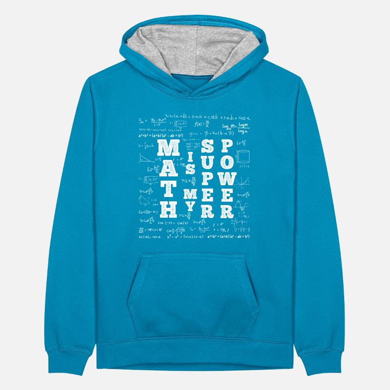 Math Is Super Power Pi Day Celebration Teenager Contrast Hoodie