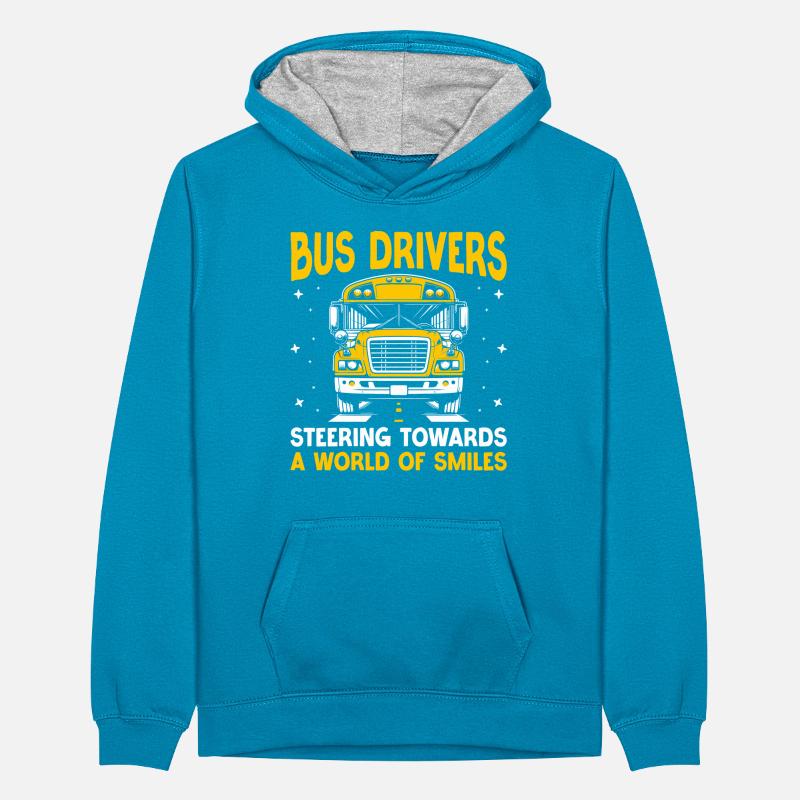 Les chauffeurs d’autobus se dirigent vers un monde de sourires Sweat à capuche contrasté Ado