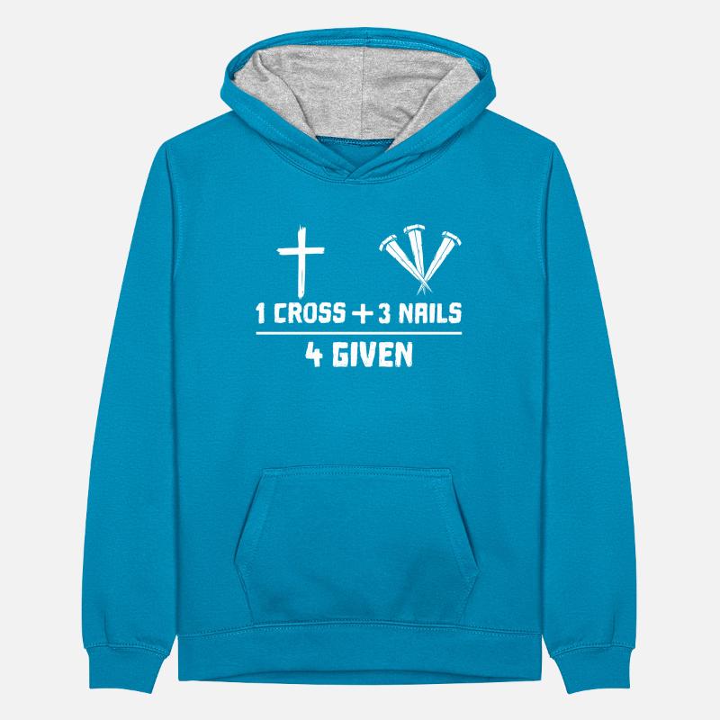 Easter: 1 Cross + 3 Nails 4 Given Teenager Contrast Hoodie