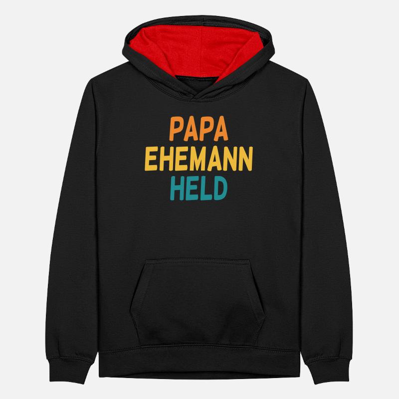 Papa Ehemann Held Herrentag Und Wandertag Teenager Kontrast-Hoodie