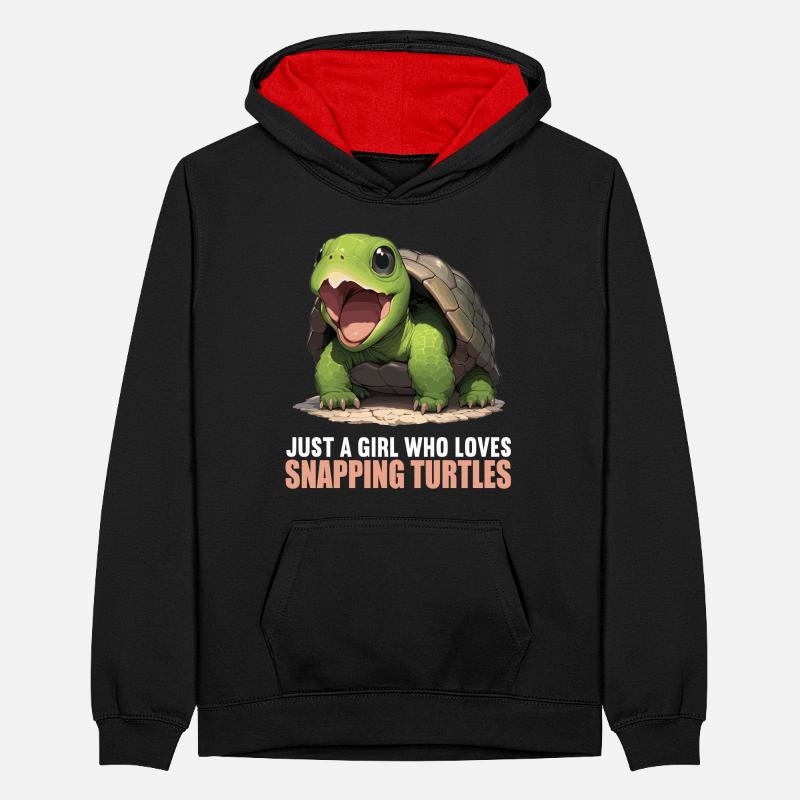 Snapping Turtles Snapping Turtle Teenager Contrast Hoodie
