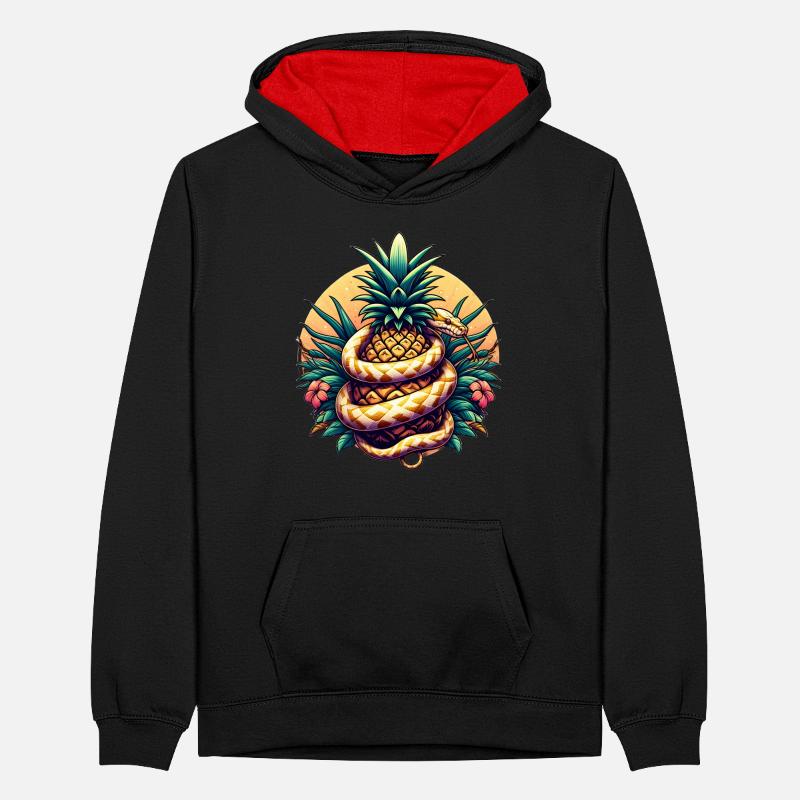 Python autour de l’ananas Sweat à capuche contrasté Ado