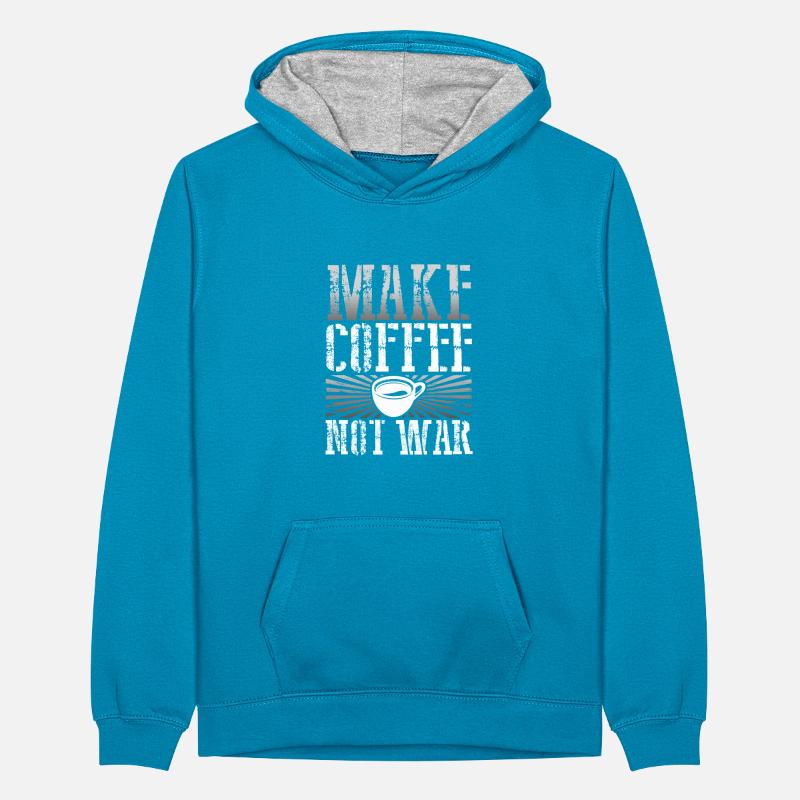 Kaffee Addict Geschenk Make Coffee Not War Coffee Teenager Kontrast-Hoodie