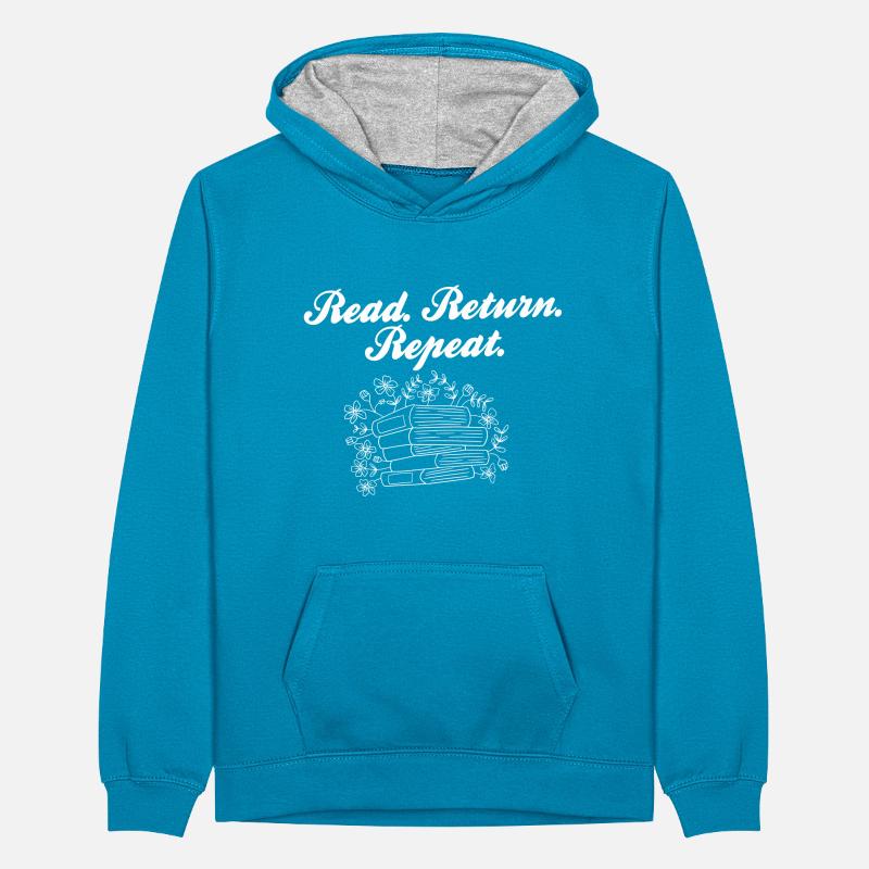 Read Return Repeat Library Worker Librarian Book Teenager Kontrast-Hoodie