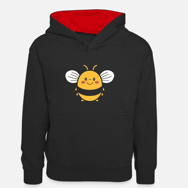 Abeille - Sweat à capuche contrasté Ado - noir/rouge