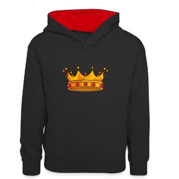 Couronne d’or - Sweat à capuche contrasté Ado - noir/rouge - Devant