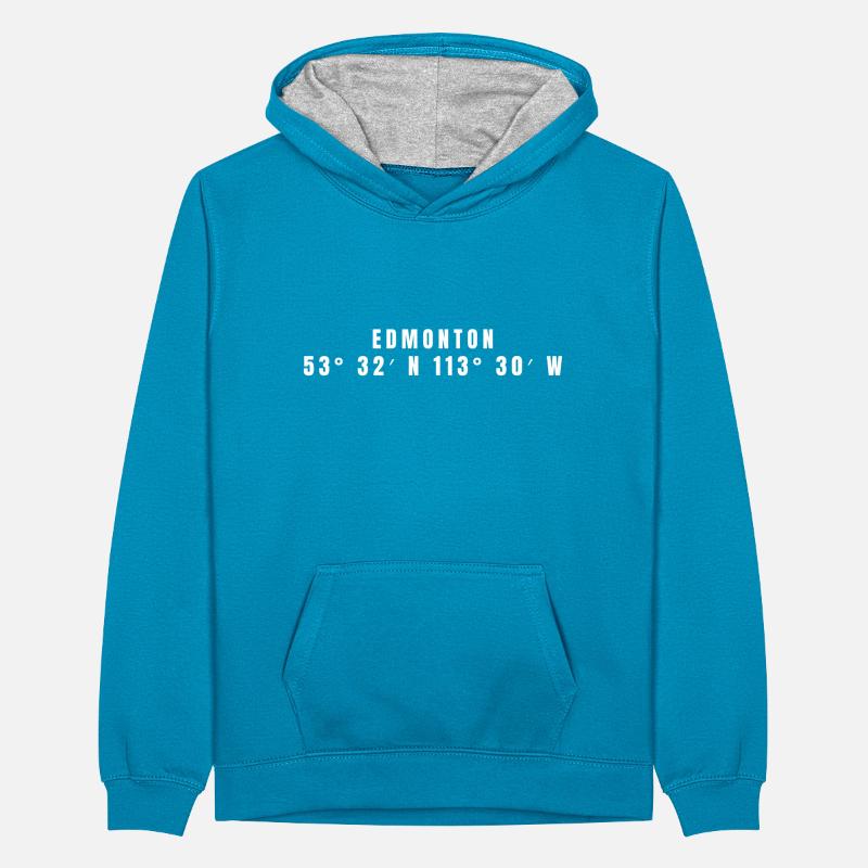 Edmonton, Canada Coordinates Teenager Contrast Hoodie