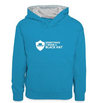 Conception de la cybersécurité pour les pirates informatiques et la cybersécurité - Sweat à capuche contrasté Ado - bleu paon/gris chiné - Devant