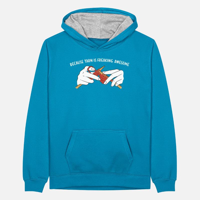 Because Yarn Is Freaking Awesome Knitting Teenager Contrast Hoodie