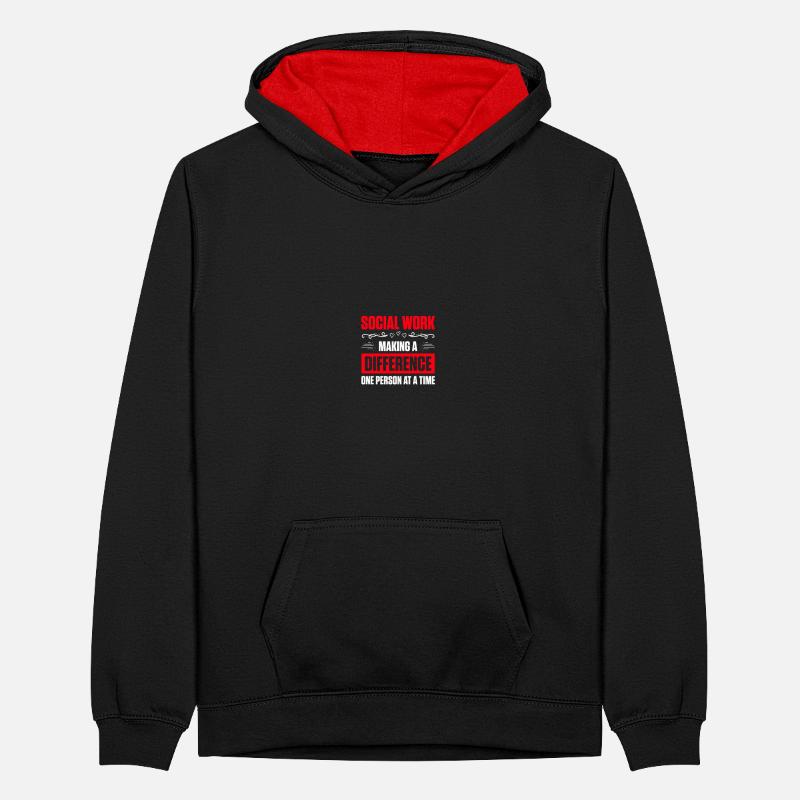 School Social Worker Teenager Contrast Hoodie