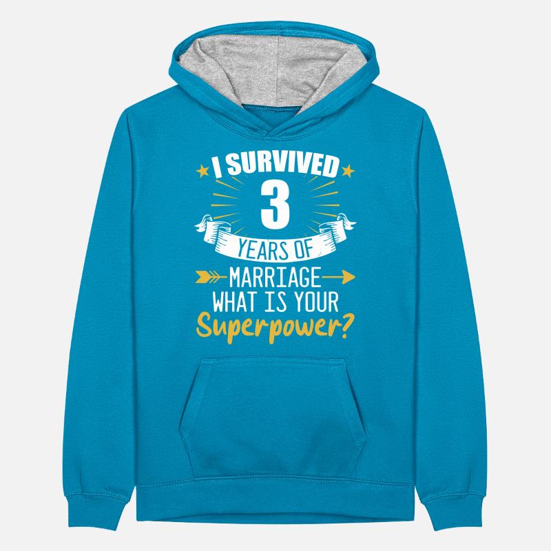 3. Hochzeitstag Ehemann Ehefrau Hochzeit Teenager Kontrast-Hoodie