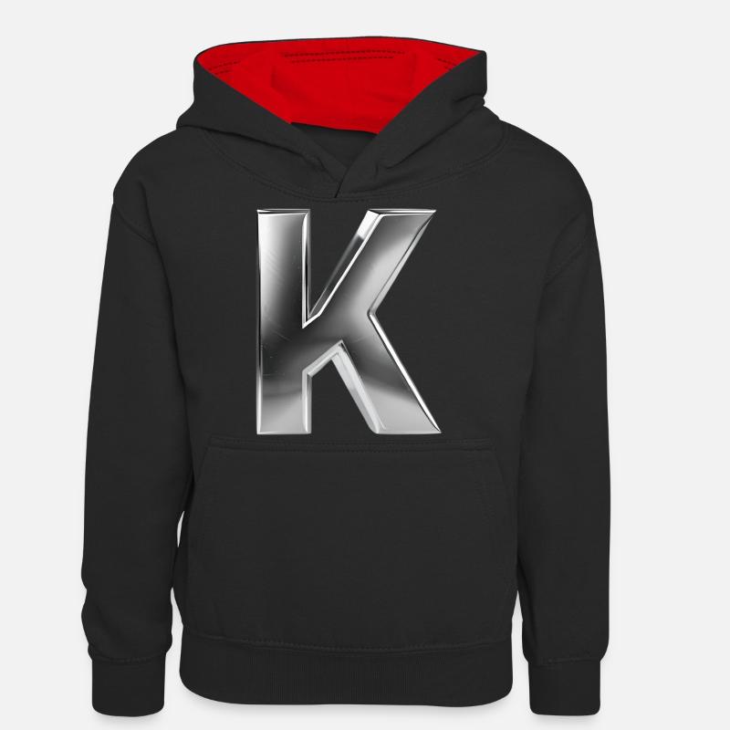 Chrome ,, K " Métallisé - Sweat à capuche contrasté Ado - noir/rouge