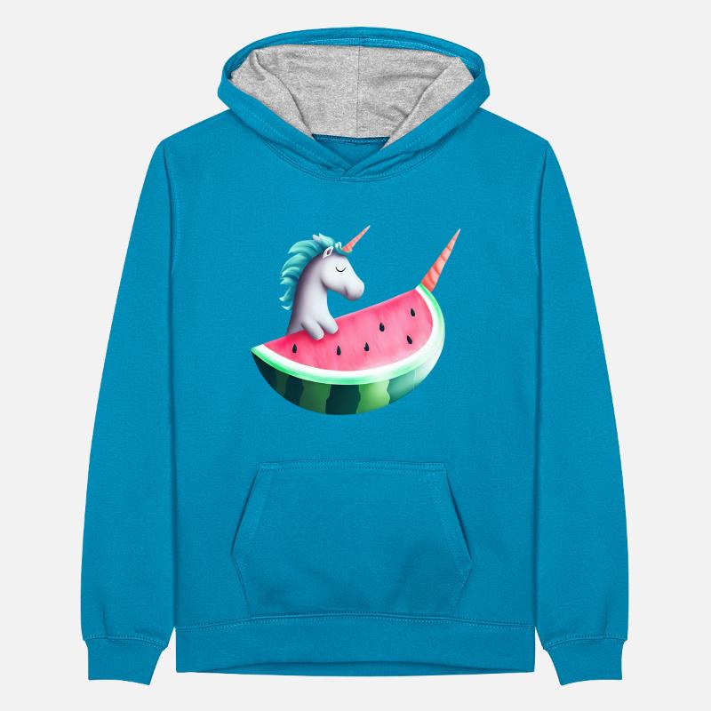 Licorne de pastèque Sweat à capuche contrasté Ado