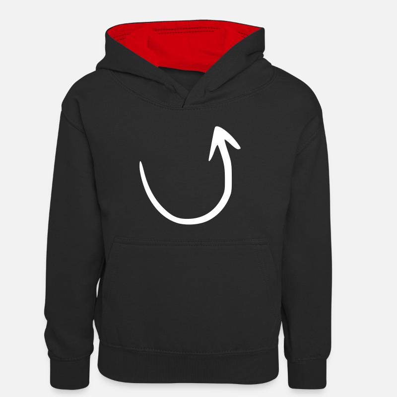 Flèche dessin esquisse blanc - Sweat à capuche contrasté Ado - noir/rouge