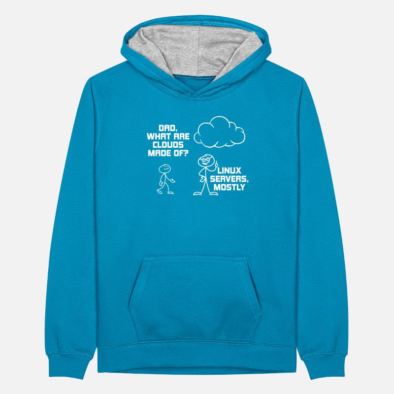 Linux Servers Computer Cloud Teenager Contrast Hoodie