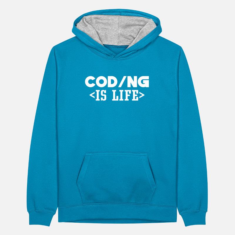 Coding Ist Leben Code Programmierer Coder Teenager Kontrast-Hoodie