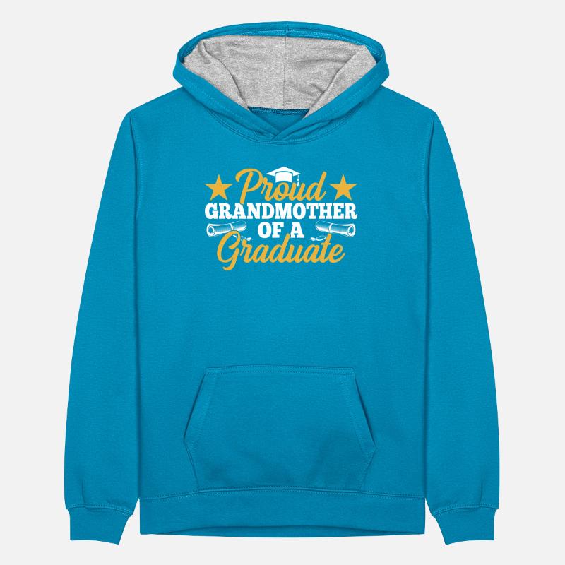 Stolze Großmutter Eines Absolventen Absolvent Teenager Kontrast-Hoodie