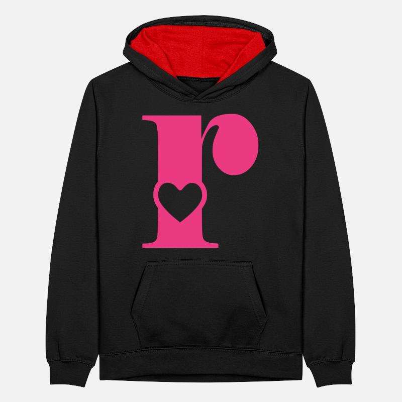 Buchstabe r Anfangsbuchstabe mit Herz Teenager Kontrast-Hoodie