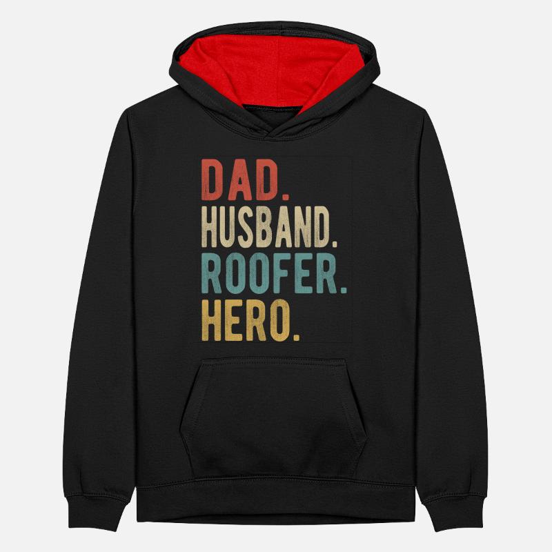 Dachdecker Papa Ehemann Held Teenager Kontrast-Hoodie