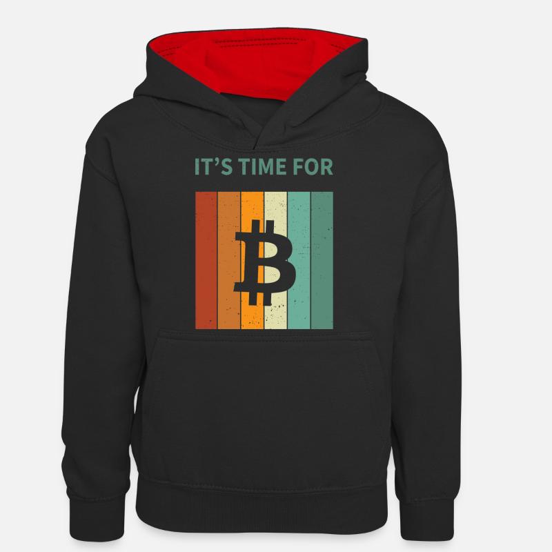Bitcoin - Sweat à capuche contrasté Ado - noir/rouge