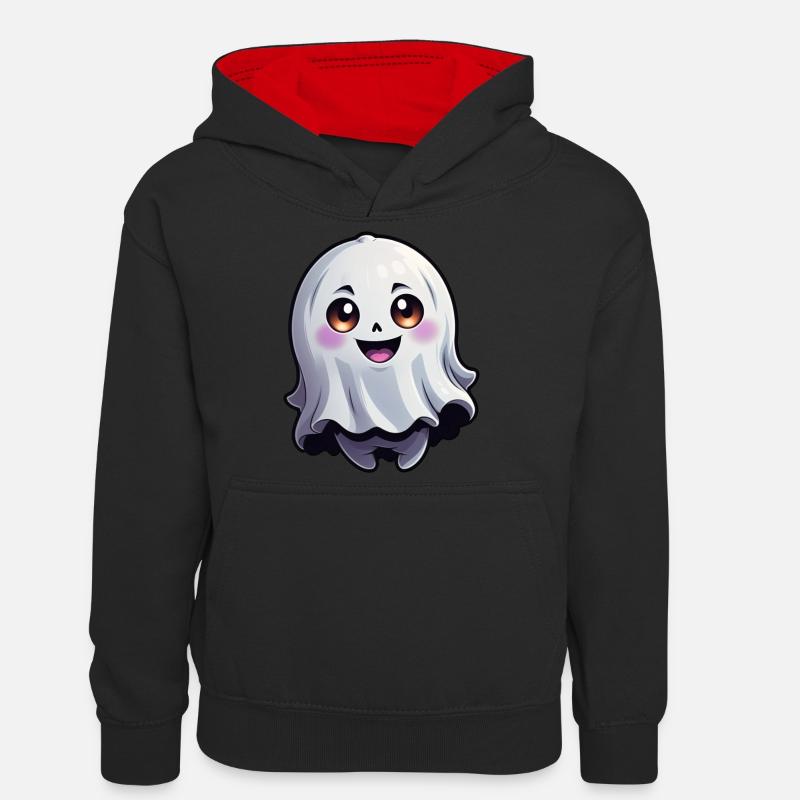 Joyeux Halloween Ghost Ghost - Sweat à capuche contrasté Ado - noir/rouge