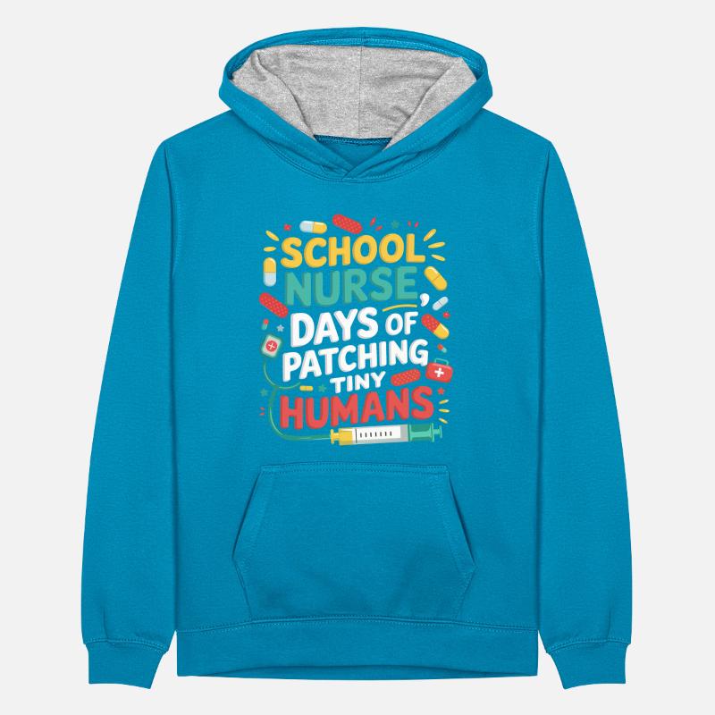 School Nurse Patchwork Minis Teenager Contrast Hoodie