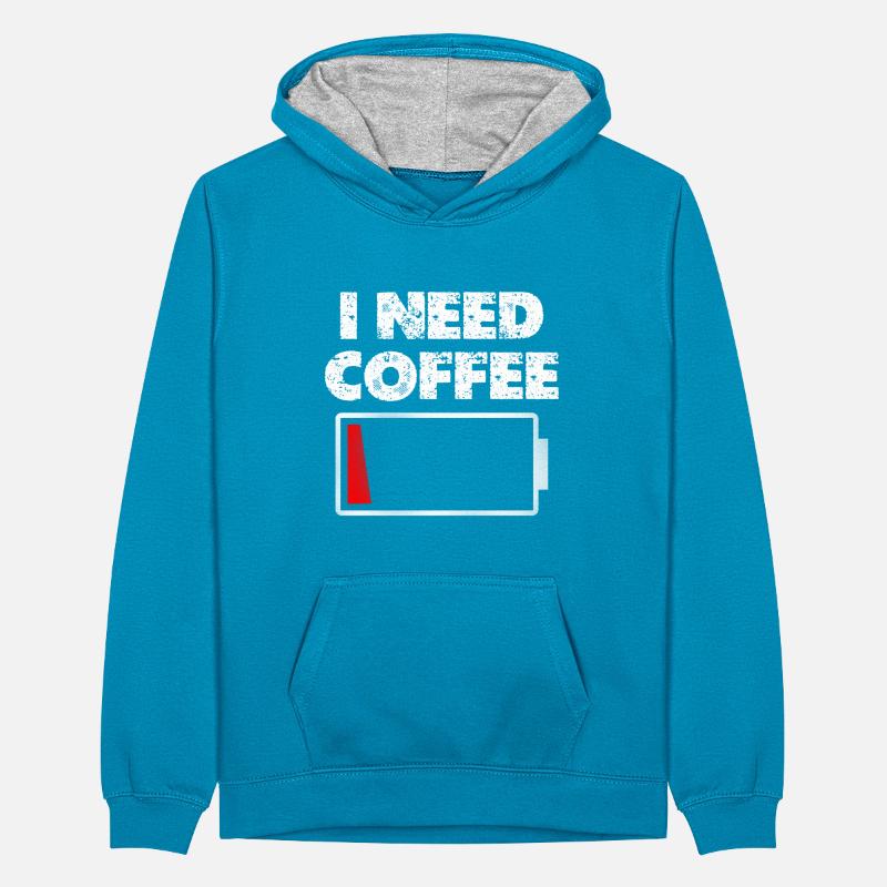 I need coffee battery empty Teenager Contrast Hoodie
