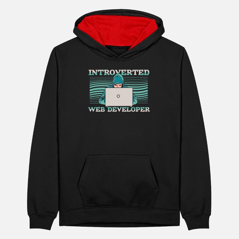 Web Developer Web Developer Introverts Teenager Contrast Hoodie