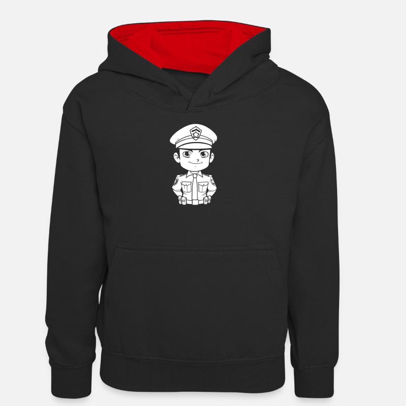 Polizist Polizei - Teenager Kontrast-Hoodie - Schwarz/Rot