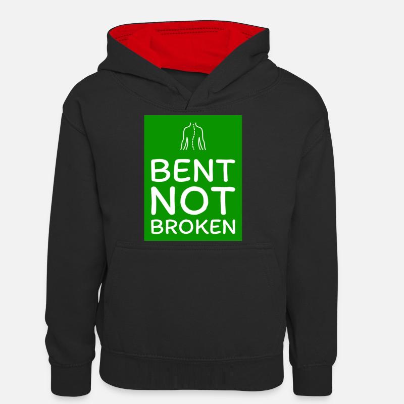 Plié pas Vert cassé - Sweat à capuche contrasté Ado - noir/rouge