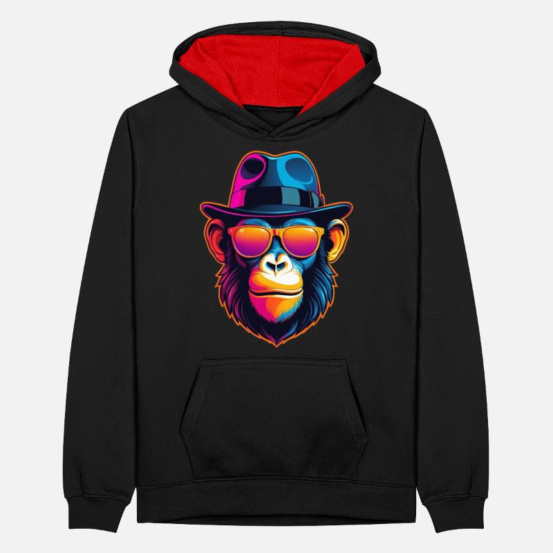Neon Monkey Teenager Contrast Hoodie