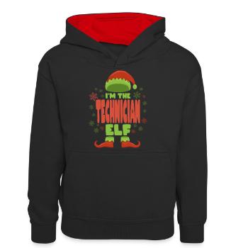 Techniker Weihnachtself - Teenager Kontrast-Hoodie - Schwarz/Rot - Vorne