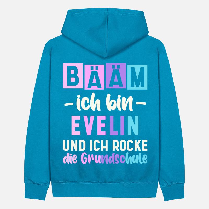 Name Evelin Geschenk Grundschule Teenager Kontrast-Hoodie