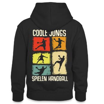 Handball Geschenk Handballer Junge Handballspieler - Teenager Kontrast-Hoodie - Schwarz/Rot - Hinten