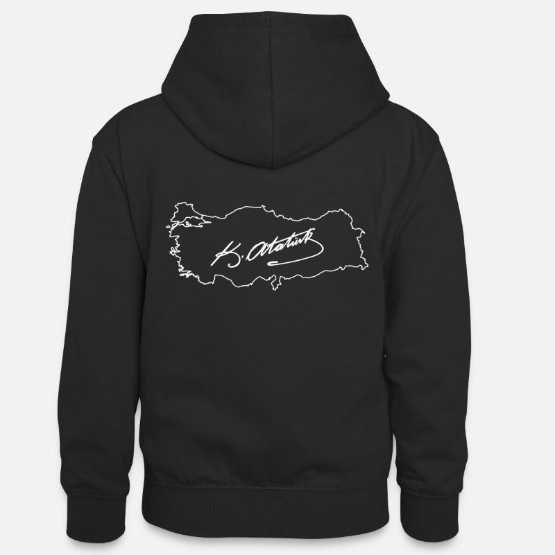 Kemal Atatürk - Sweat à capuche contrasté Ado - noir/rouge