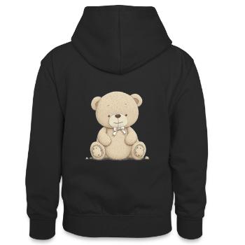 Bären Motiv für Kinder - Teenager Kontrast-Hoodie - Schwarz/Rot - Hinten