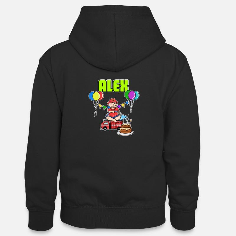 Alex cadeau sapeurs-pompiers - Sweat à capuche contrasté Ado - noir/rouge