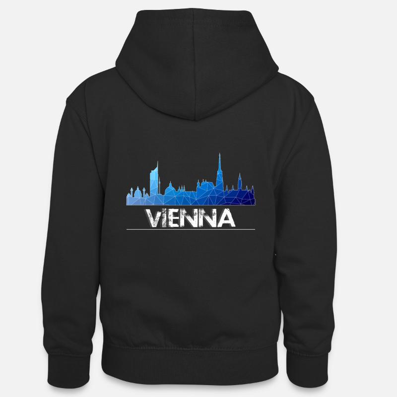 Skyline de Vienne - Sweat à capuche contrasté Ado - noir/rouge