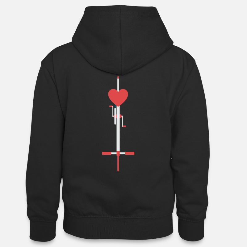 Selle d'Amour - Sweat à capuche contrasté Ado - noir/rouge