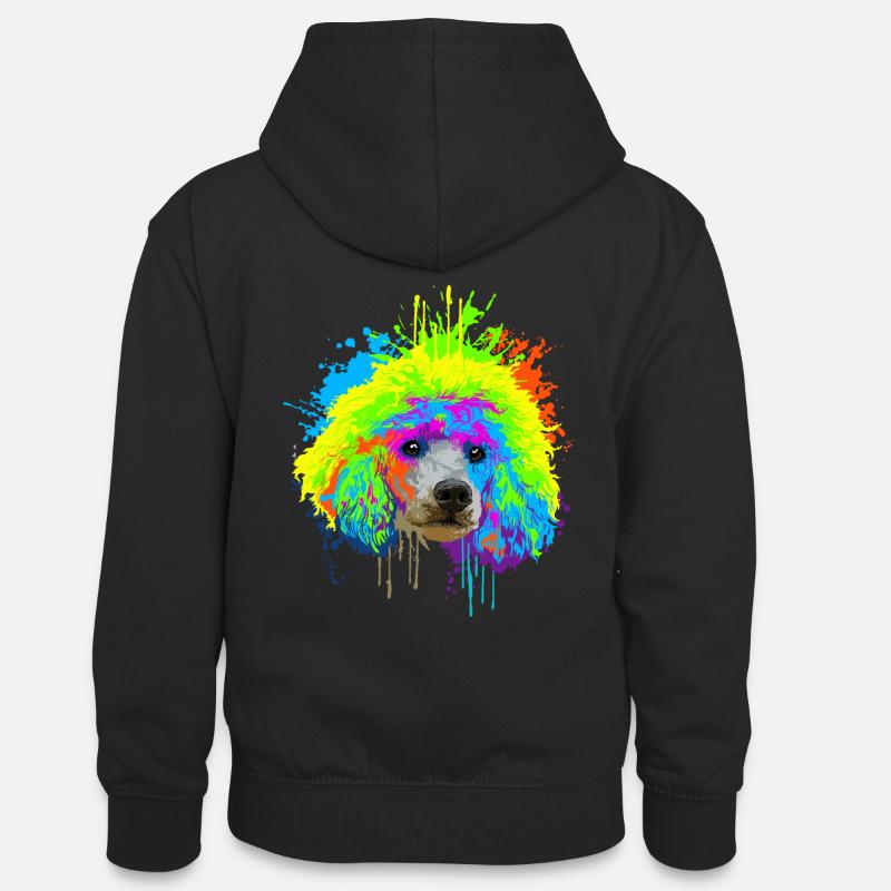 Splash art caniche chien propriétaire cadeau - Sweat à capuche contrasté Ado - noir/rouge