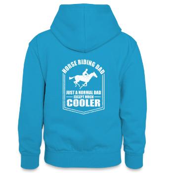 Sports équestres Papa Drôle Père Dictons Fête des Pères - Sweat à capuche contrasté Ado - bleu paon/gris chiné - Dos