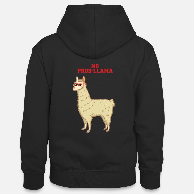 Pas de problème - pas de prob-lama - Lama - Sweat à capuche contrasté Ado - noir/rouge