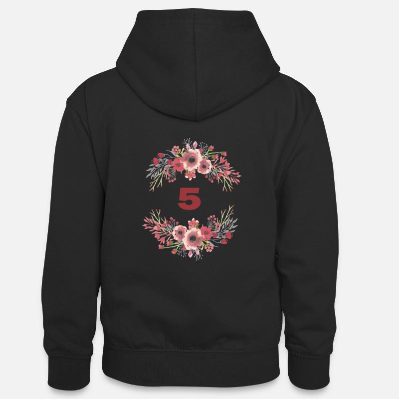 5ème anniversaire - Sweat à capuche contrasté Ado - noir/rouge