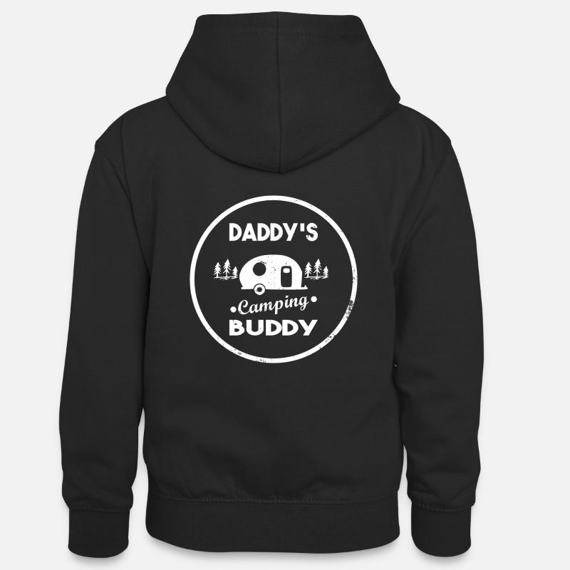 Camping copains Daddy’s Camping Buddy - Sweat à capuche contrasté Ado - noir/rouge