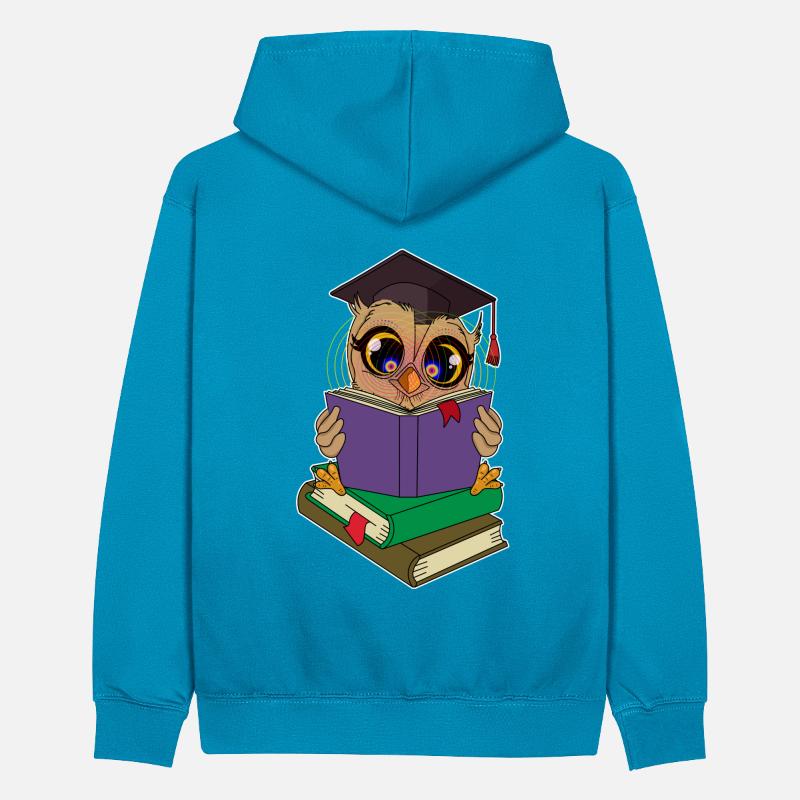 Lese Eule mit Büchern Teenager Kontrast-Hoodie