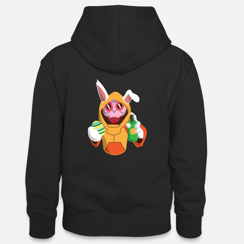Lapin de Pâques oeufs de Pâques couleur doux mignon cadeau - Sweat à capuche contrasté Ado - noir/rouge