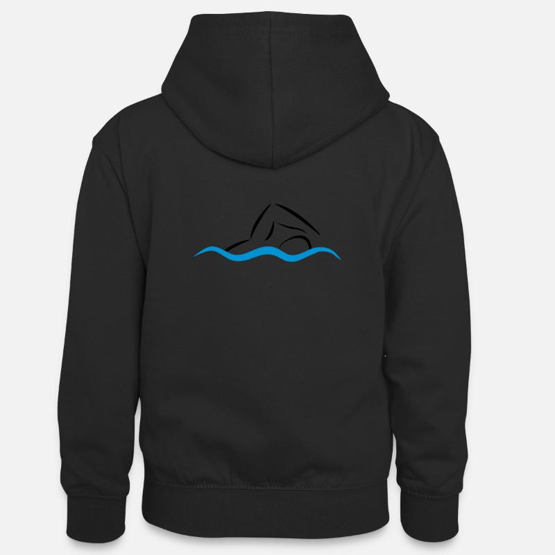 schwimmen - Sweat à capuche contrasté Ado - noir/rouge
