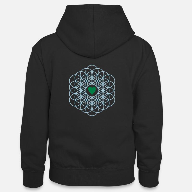 Fleur de vie - Sweat à capuche contrasté Ado - noir/rouge