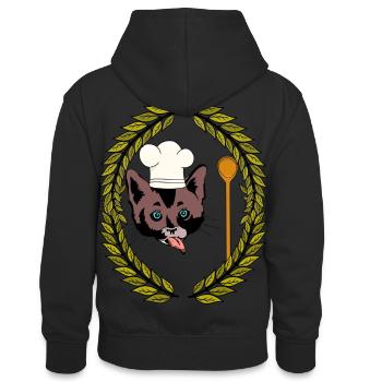 Couronne de laurier Gourmet Chef chat cuillère en bois faim - Sweat à capuche contrasté Ado - noir/rouge - Dos