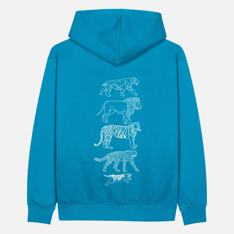 Evolution Chat Tigre Guépard Lion Vertical Blanc Sweat à capuche contrasté Ado